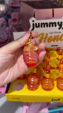 KIT 3/6 Jummyju Lip Gloss Honey 5ml – Hidratação profunda, brilho suave, aroma doce e design fofo com chaveiro