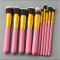 Kit 10 peças pincel kabuki precisão Conjunto de Maquiagem para Sombra Delineador Lábios Pó Base
