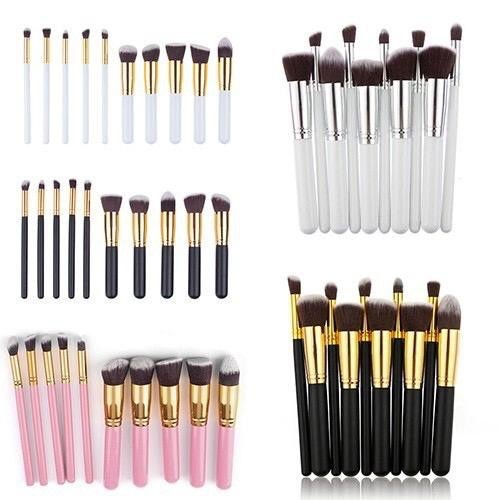 Kit 10 peças pincel kabuki precisão Conjunto de Maquiagem para Sombra Delineador Lábios Pó Base