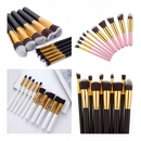 Kit 10 peças pincel kabuki precisão Conjunto de Maquiagem para Sombra Delineador Lábios Pó Base