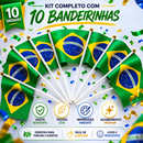Kit 10 Bandeirinhas Brasil Copa Do Mundo Com Haste Premium Torcida