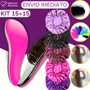 Kit 30 - Kit 15 Touca De Cetim + Kit 15 Escovas Mágicas pra cabelo - Anti Frizz - De Desembaraçar Cabelo