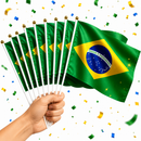Kit 10 Bandeirinhas Brasil Copa Do Mundo Com Haste Premium Torcida